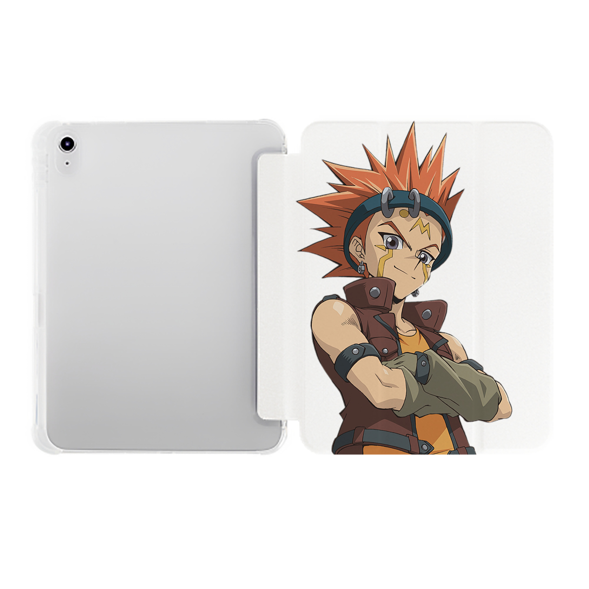（画像用） 遊☆戯☆王 Yu-Gi-Oh! IPad ケース ペン収納付き 三つ折りスタンド PUレザー×シリコン 対応機種9.5/10.5/10.9インチ